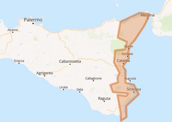 Gran Tour della Sicilia - Tappa Uno - l'affascinante Oriente - Mappa