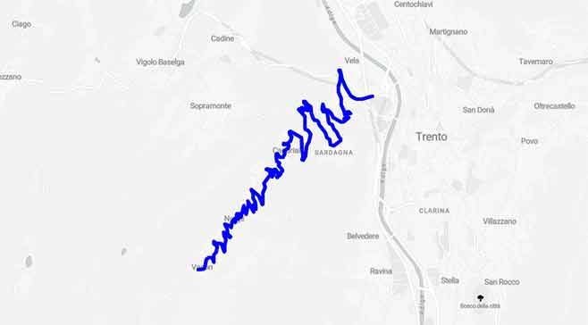 Trento - Monte Bondone la salita da brividi con una 2 ruote - Mappa minitour