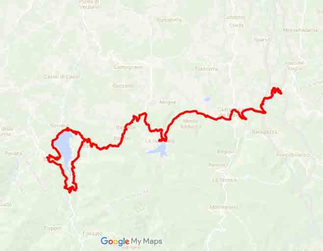 Appennino Bolognese mototurismo al lago di Suviana - Mappa minitour