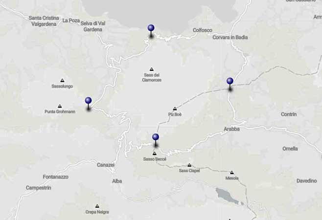 Mini Tour gruppo del Sella in moto tra le Dolomiti, Trentino - Mappa minitour