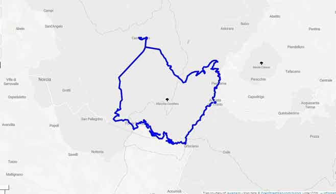 Forca di Presta e Forca Canapine fra curve e tornanti - Mappa minitour