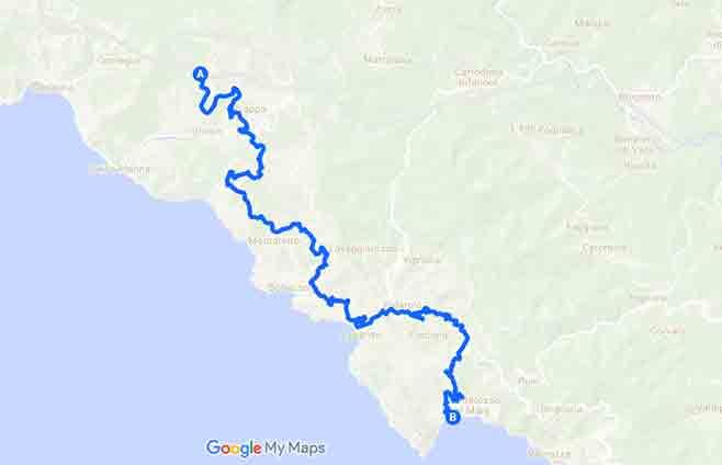 Le Cinque Terre mozzafiato fino a Monterosso al Mare - Mappa minitour