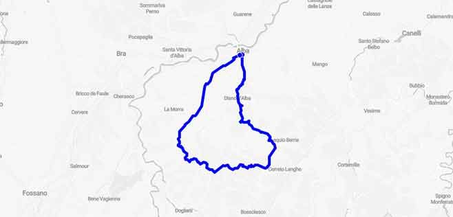 Mototurismo nelle Langhe fra le vigne del Barolo - Mappa minitour