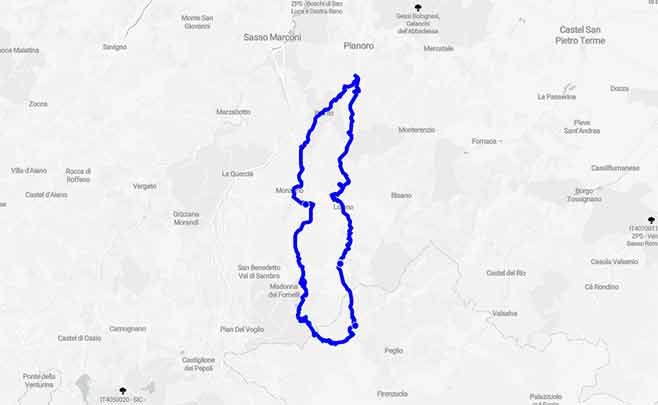 Appennino Bolognese i tornanti tra Molino del Pero e Monzuno - Mappa minitour