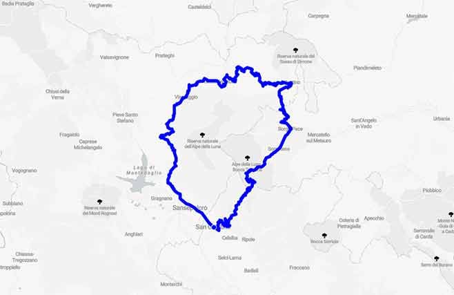 Mini giro nell'Appennino romagnolo tosco-marchigiano - Mappa minitour