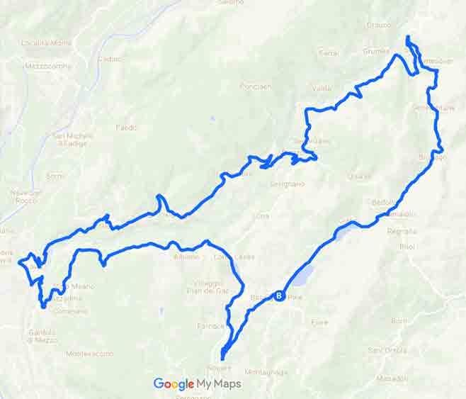 Trentino itinerario in Val di Cembra e Altopiano di Pinè - Mappa minitour