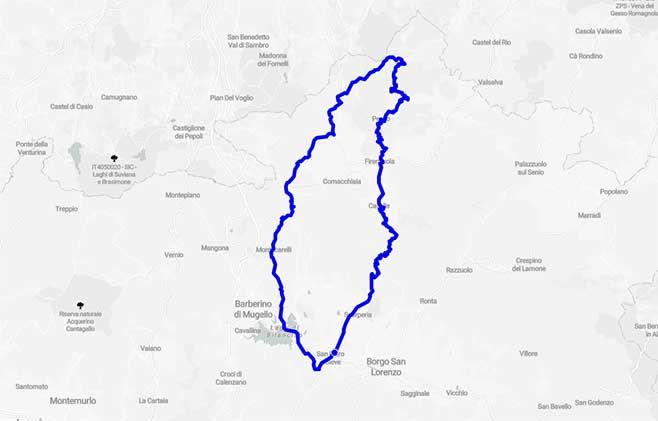 Il leggendario circuito stradale del Mugello - Mappa minitour