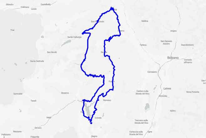 Alta Val di Non tra Forcella di Brez e Passo Castrin - Mappa minitour