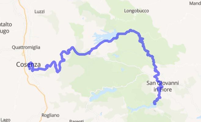 Motoitinerario Nella Sila da Cosenza al Lago Cecita  e Arvo - Mappa minitour