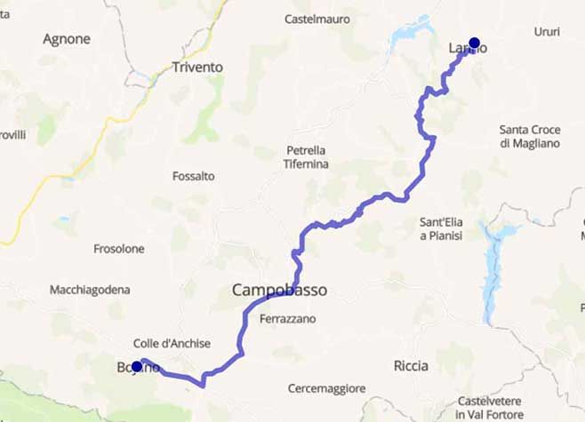 Molise: Strade da moto spettacolari - Mappa minitour