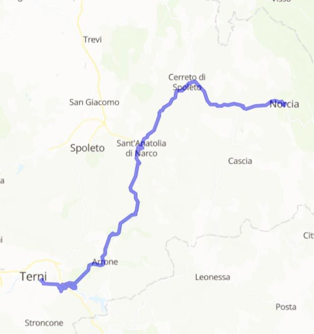Val Nerina: Mototurismo nell'Appennino Umbro-Marchigiano - Mappa minitour