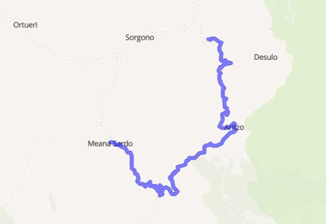 Strada statale 295 di Aritzo, Sardegna in moto - Mappa minitour