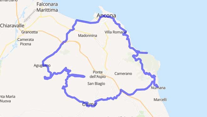 Anello del Conero: emozioni in moto tra mare e colline - Mappa minitour