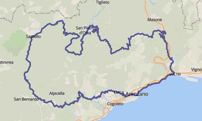 Appennino Ligure in moto: l'Anello sinuoso del Monte Beigua - Mappa minitour