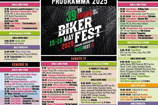 Programma motoraduno 39° BIKER FEST INTERNATIONAL