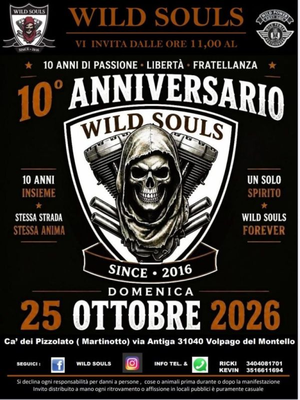 Motoraduni 10° ANNIVERSARIO WILD SOULS MC