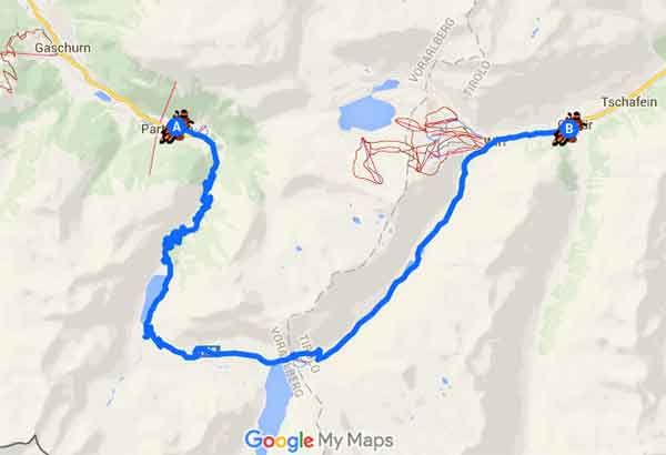 Silvretta, una strada alpina di grande bellezza - Mappa