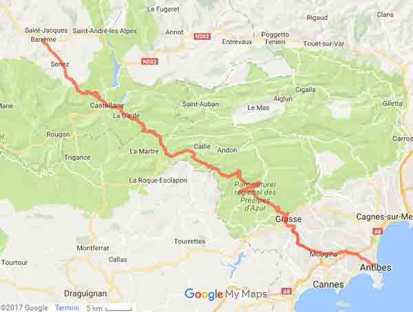 Route Napoleon: l'ebbrezza di andare in moto - Mappa
