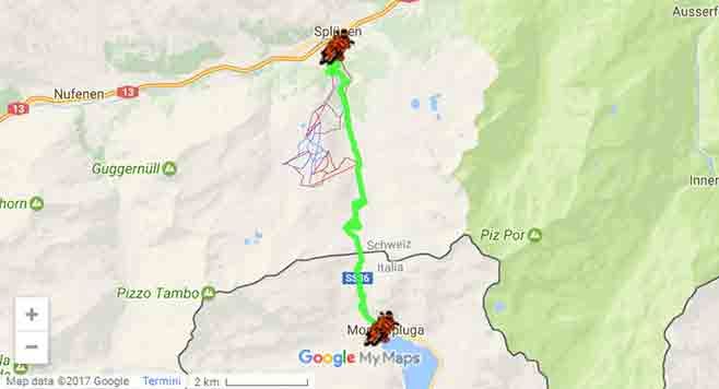 Passo dello Spluga, antico passo, meta di molti motociclisti - Mappa