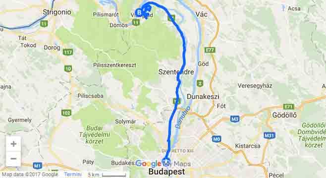 L'incantevole Ansa del Danubio e Visegrad - Mappa