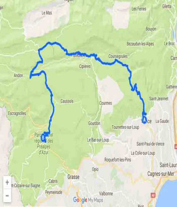 Route de Gentelly, spettacolari curve fra le Alpi Marittime - Mappa