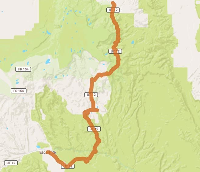 Burr Trail: un percorso avventuroso nello Utah, Stati Uniti - Mappa