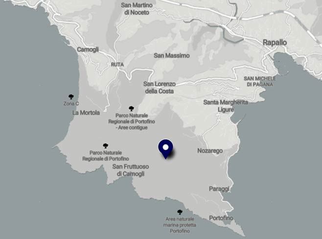 La strada da Portofino alla vetta del promontorio sul mare - Mappa