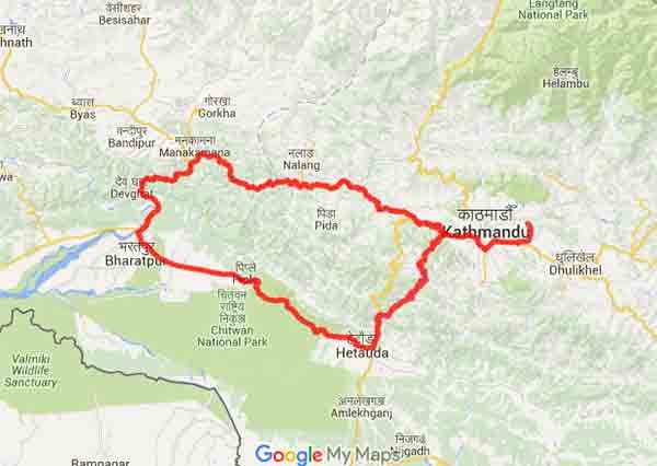 Viaggio avventura tra i paesaggi spettacolari del Nepal - Mappa