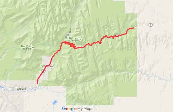 Mototurismo in Usa allo Zion National Park - Mappa