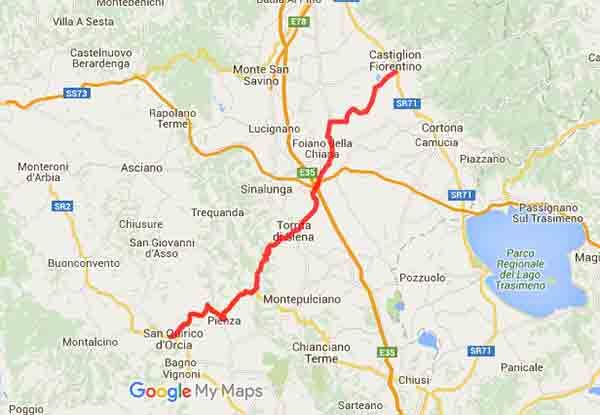 In Toscana tra Val di Chiana e Val d'Orcia - Mappa