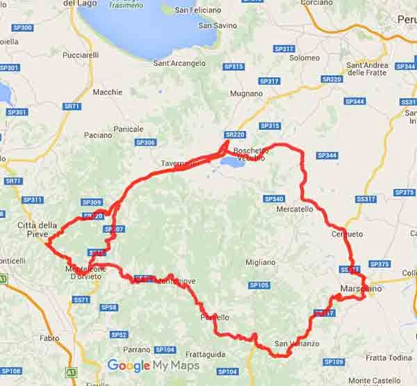 In Umbria tra boschi e colline della Val Nestore - Mappa