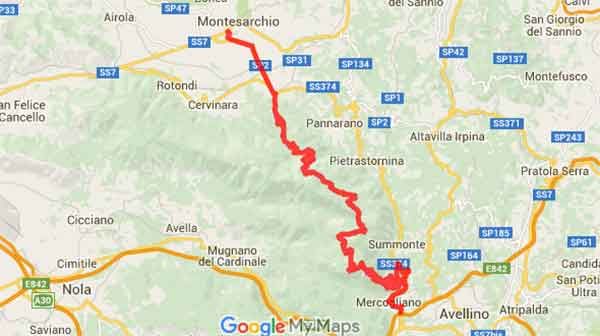 Tra curve e tornanti sulla salita di Montevergine - Mappa