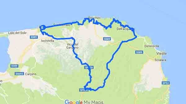 Vacanze in moto nel Gargano tra spiagge e immense foreste - Mappa