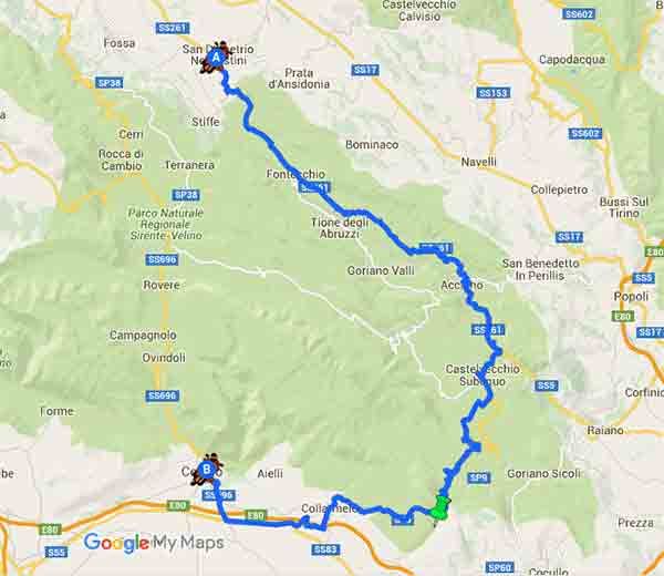 Forca Caruso in moto negli Appennini d’Abruzzo - Mappa