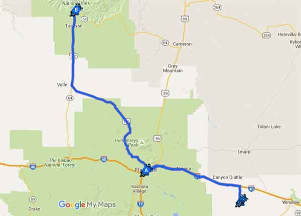 Viaggi in moto: Sud-Ovest degli Stati Uniti - Tappa 2 - Mappa