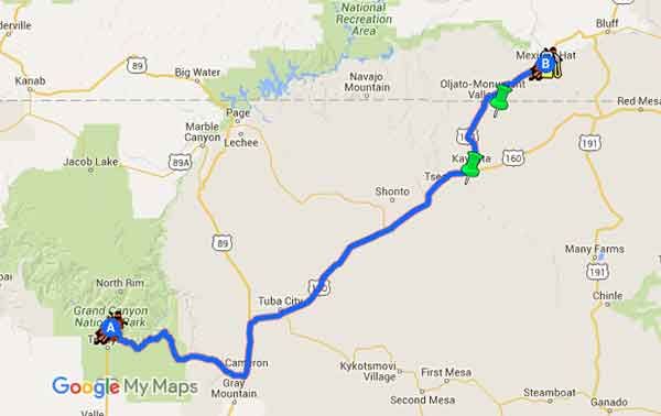 Viaggi in moto: Sud-Ovest degli Stati Uniti - Tappa 3 - Mappa