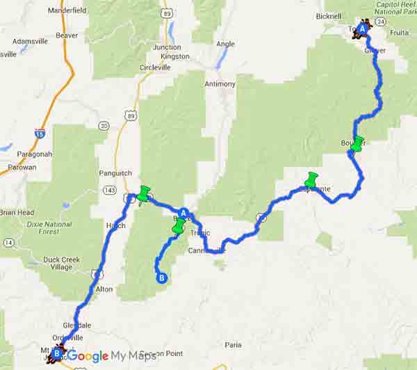 Viaggi in moto: Sud-Ovest degli Stati Uniti - Tappa 5 - Mappa