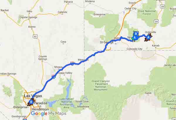 Viaggi in moto: Sud-Ovest degli Stati Uniti - Tappa 6  - Mappa