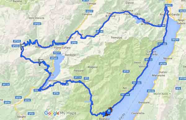 Mototurismo tra il lago e le montagne del Garda  - Mappa