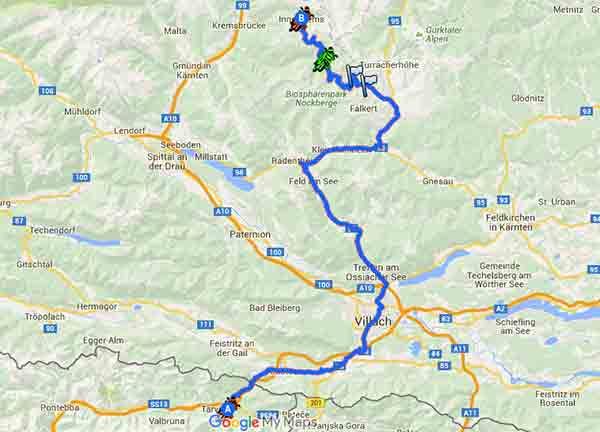 Nockalmstrasse: il paradiso dei motociclisti in Austria - Mappa