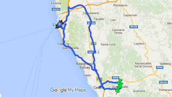 Il mototour dei tre comuni, la splendida Val di Cecina - Mappa