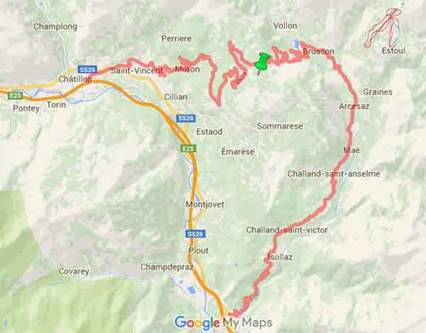 Col de Joux - Val d'Aosta in motocicletta - Mappa