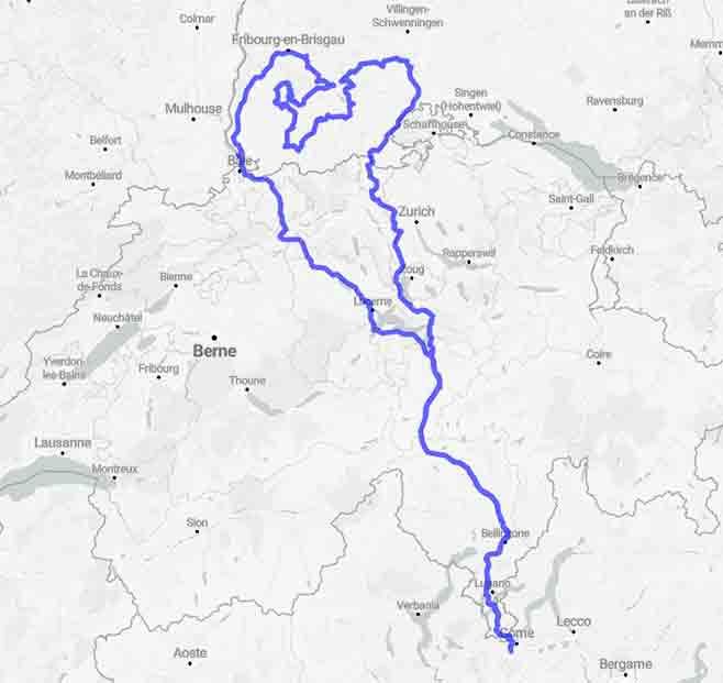 Viaggi in moto: la Foresta Nera Meridionale in Germania - Mappa