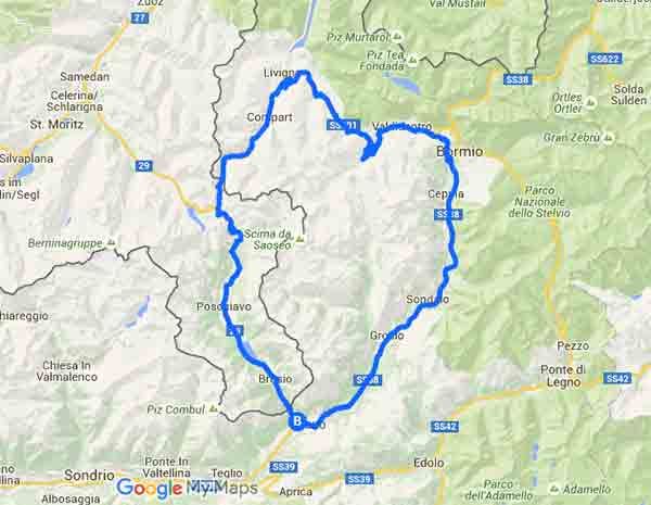Passi delle Alpi, il passo del Foscagno in Lombardia - Mappa
