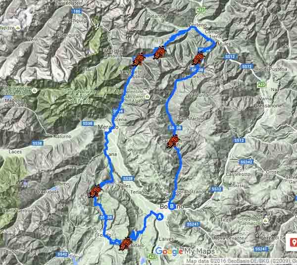 In Alto Adige sui passi della val Passeria e val Sarentino - Mappa