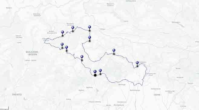 Le spettacolari Dolomiti Friulane, Bellunesi e del Trentino - Mappa