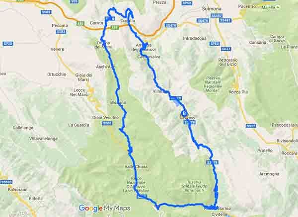Tour alle Gole del Sagittario e Parco Nazionale d'Abruzzo - Mappa