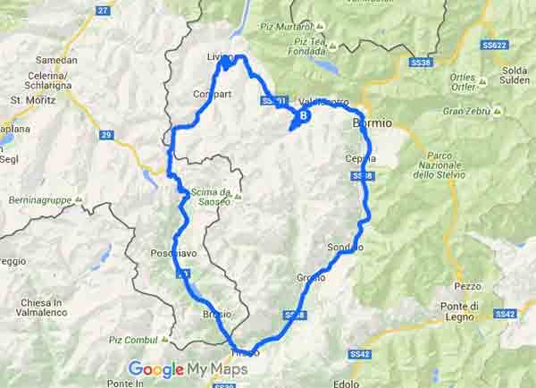 In Alta Valtellina fra Foscagno Forcola di Livigno Bernina - Mappa