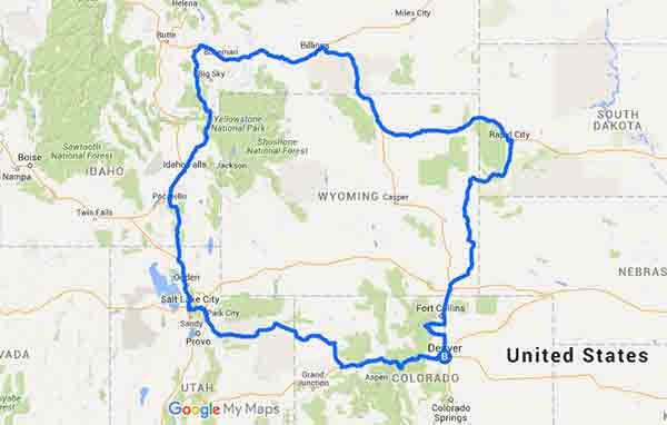 Il mitico Sturgis e i bellissimi National Park Americani - Mappa