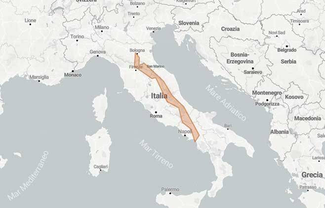 Dorsale Appenninica in moto nel cuore più bello d'Italia  - Mappa